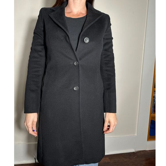 MaxMara Black 100% Wool Above the Knee Trench Coat Size 4 - Picture 4 of 13
